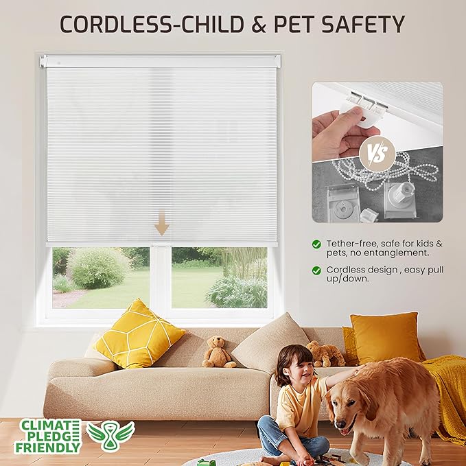 Grandekor No Drill No Tools Cordless Cellular Shades, 27.5" W x 64" H, Light - Image 4