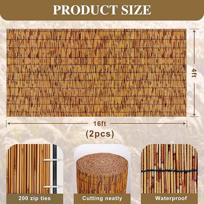 Reed Fencing Rolls, Patio Privacy Screen, Decorative Bamboo Fence Rolls - Image 2