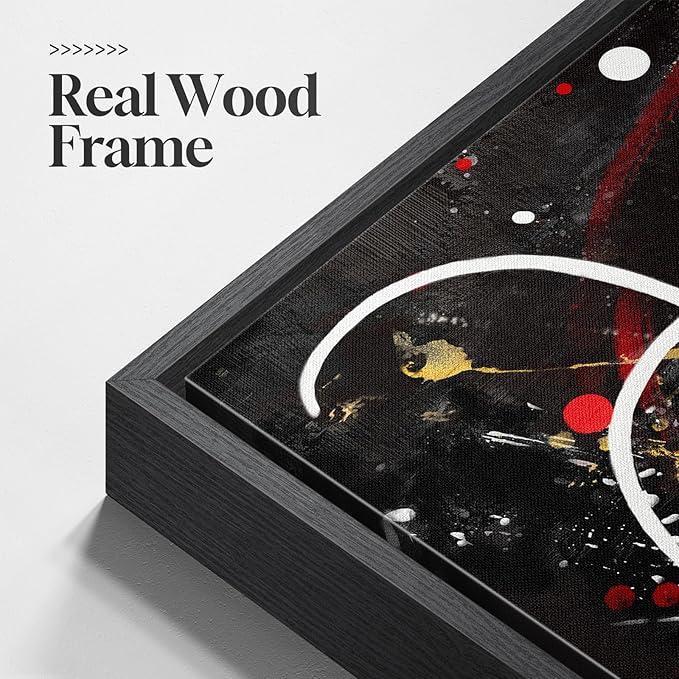 Extra Large Framed Red Black and White Abstract Wall Art - Image 3