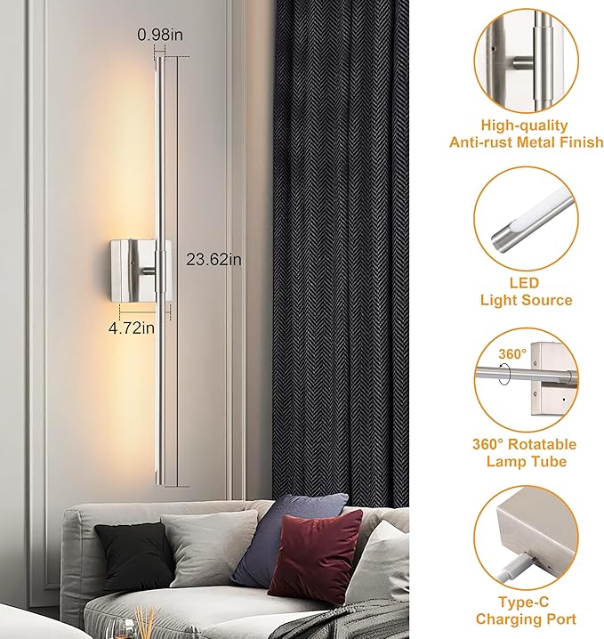 Morauroral Battery Operated Wall Sconces Set of 2, Dimmable Battery Wall Sconce - Image 6