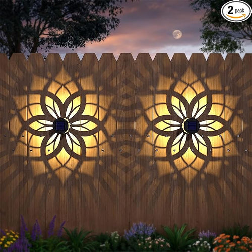 2 Pack Solar Fence Lights Metal Solar Powered Outdoor Wall Deck Step Lights by gardencave