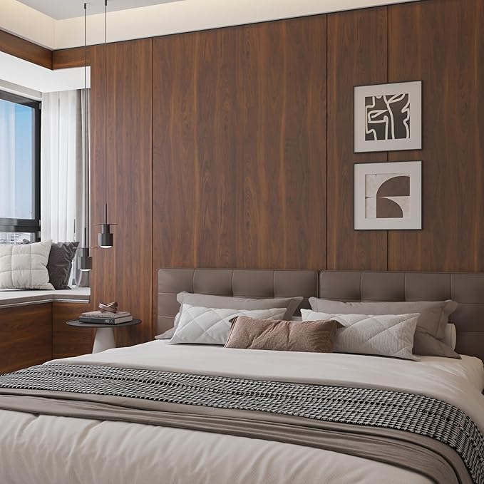 BOMENG Walnut Wood Contact Paper 16x354 inch Dark Brown Wood Wallpaper Peel and - Image 6