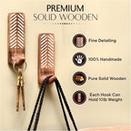 IndianShelf 10 LB- 6 Pieces Decorative Wood Adhesive Wall Hooks–Boho Peel and - Image 4
