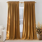 NICETOWN Yellow Velvet Curtains 90 inch Long - Image 2