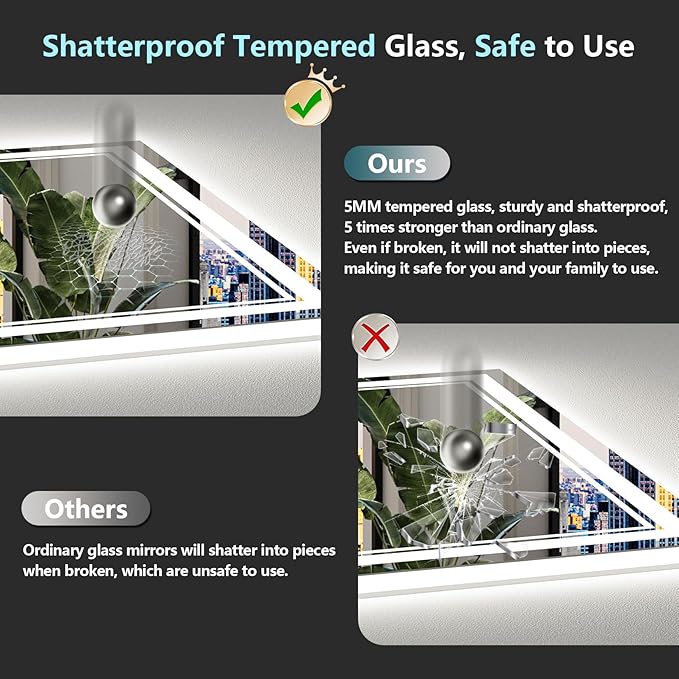 60x28 LED Bathroom Mirror with Lights, Backlit and Front Lit Anti-Fog Lighted - Image 7