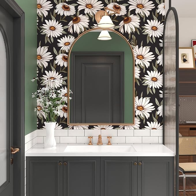 Daisy Floral Wallpaper Peel and Stick Boho Wallpaper - Image 3