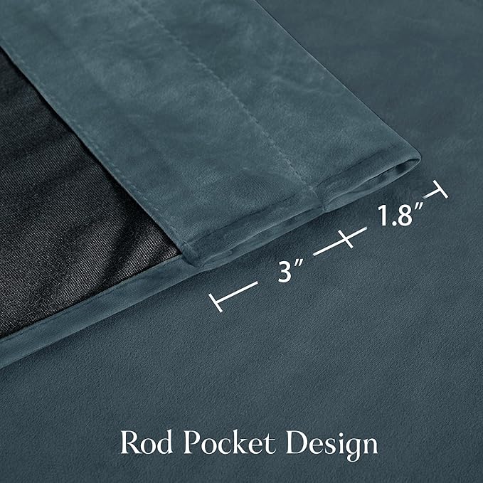 NICETOWN Slate Blue Blackout Velvet Curtains - Image 6
