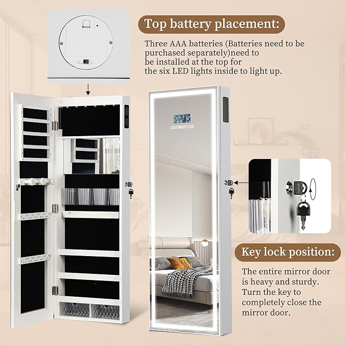 LED Mirror Jewelry Cabinet - Image 2
