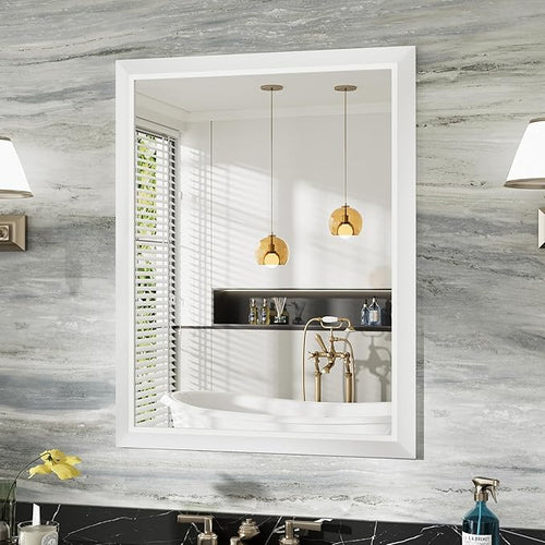 28x36 Inch White Bathroom Mirror by Briivuemodernmirrors