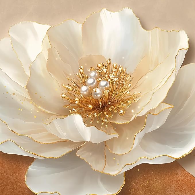 Extra Large Framed Modern Elegant Gold Floral Wall Art - Image 5