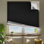 44" W x 54" L 100% Blackout Curtains, Total Darkness No-Drill Black Out Window by ZELMINE