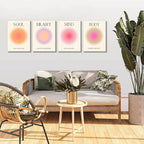 Framed Art Angel Halo Aesthetics Poster Set of 4 Pieces Colorful Aura Gradient - Image 3