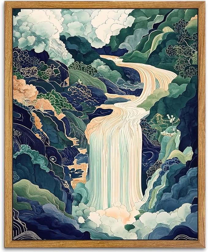 AtterrirArt Framed Japanese Landscape Wall Art Nature Vintage Poster Print by AtterrirArt