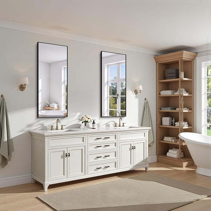 KOCUUY Black Bathroom Mirror, 20x48 Inch Rectangle Mirror - Image 3