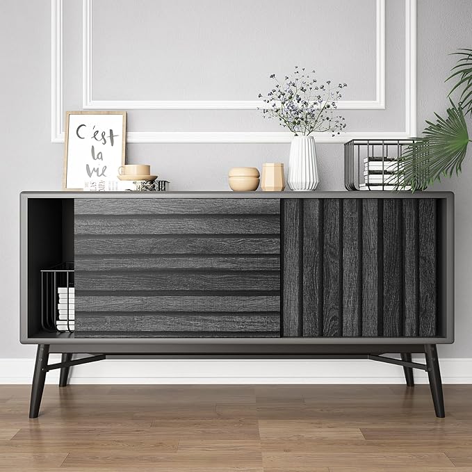 VEELIKE Charcoal Black Wood Slat Peel and Stick Wallpaper 24''x118'' Modern - Image 8