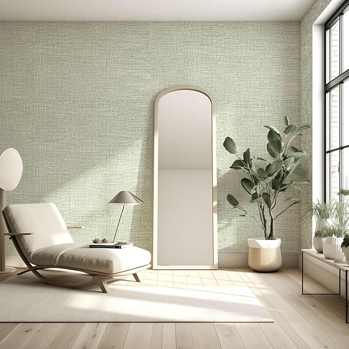 Amiya Grasscloth Wallpaper 17.3"x120" Sage Green Peel and Stick Faux Fabric - Image 11