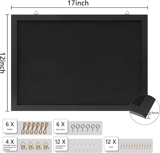 DAHAPYBOO Cork Board with Linen Black 2Pack, Bulletin Board 17"x12", Corkboards - Image 2