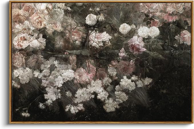 InSimSea Framed Canvas Wall Art Vintage Decor, Home Decor Garden in May Flower by InSimSeaArt
