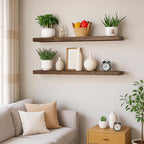 BGMG Floating Shelves 54 inch Long, Distressed Rustic Wooden Wall Shelves - Image 2