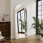 Rowjut Floor Mirror Arched Full Length Mirrors, Living Room, Aluminum Frame - Image 5