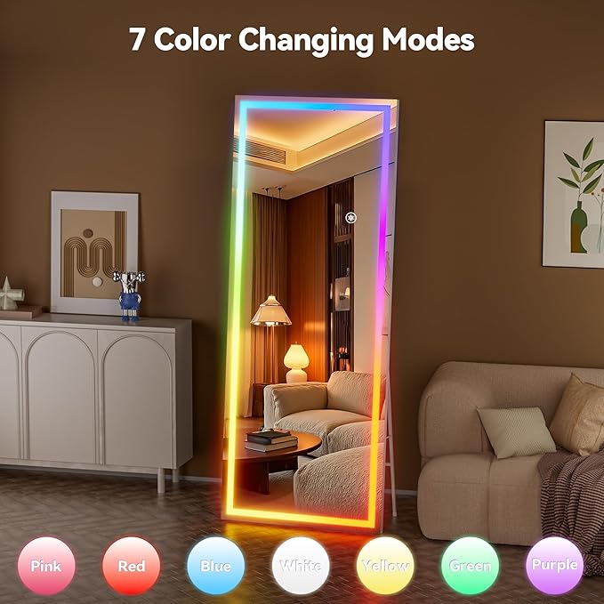 Hasipu 75"x28" LED RGB Bluetooth Full Length Mirror - Image 7