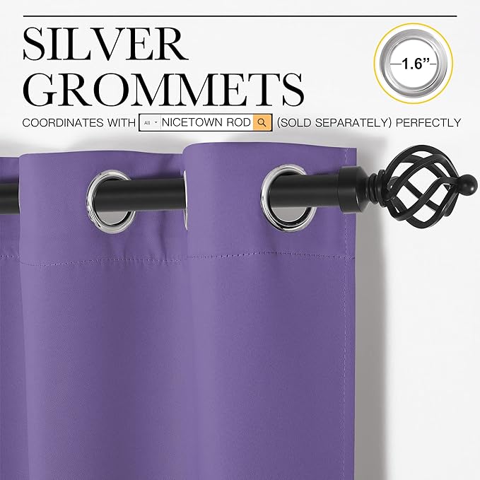 NICETOWN Lilac Purple Blackout Curtains - Image 3