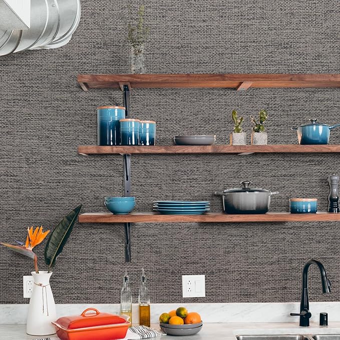 WADILE Grasscloth Peel and Stick Wallpaper 15.7in x 393.7in, Textured Contact - Image 3