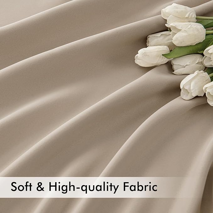 MIULEE Taupe Back Tab Blackout Curtains 120 Inch Long 2 Panels Set - Image 6