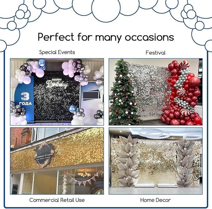 COKAOBE Dark Brown Shimmer Wall Backdrop 24PCS Sequins Backdrop Decoration - Image 4