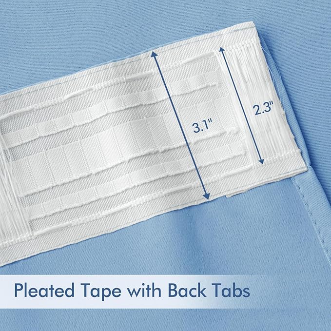 MIULEE Sky Blue Back Tab Blackout Curtains 72 Inches Long 2 Panels Set - Image 4