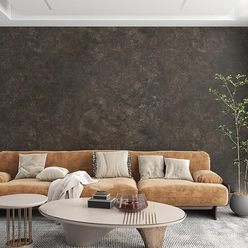 3yecao 31"×157" Big Roll Wide Thick Dark Brown Tan Grey Concrete Wallpaper Peel - Image 2