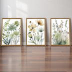 SYWENNOI 3 Pieces Wood Framed Green Botanical Canvas Wall Art, Boho Floral - Image 5
