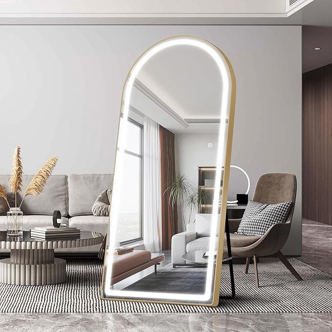 FENNIO Full Length Mirror with Lights, Free Standing Lighted Floor Mirror - Image 8