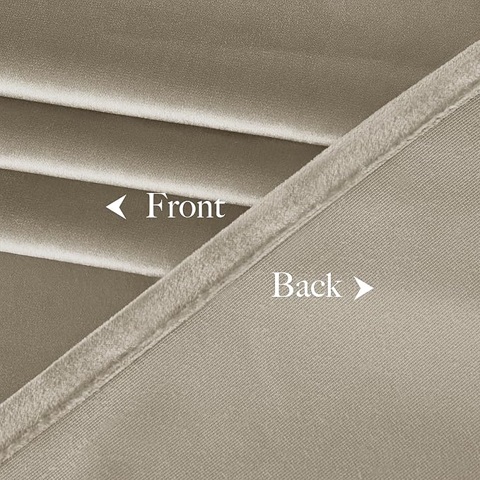 NICETOWN Camel Velvet Curtains 84 Inch Long 62 Wide, Rod Pocket Room Darkening - Image 6