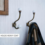 Indian Shelf Pack of 12 Heavy Duty Double Prong White Decorative Coat Hooks - Image 2