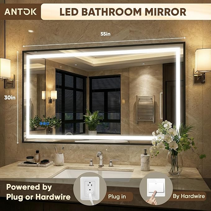 Antok 55X30 LED Bathroom Mirror - Image 3
