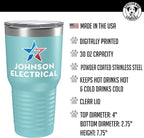Personalized 30oz (17 Colors) Printed Insulated Stainless Steel Powder Coated Tumbler with Lid - Custom Bulk Promotional Items with your Logo - Bulk Company Small Business Party Favors (Teal)