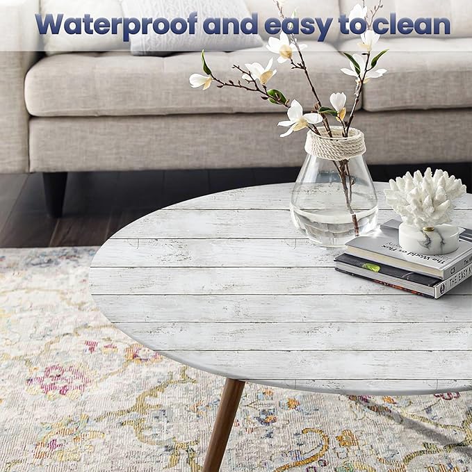 White Gray Wood Wallpaper 17.71 in X 393 in Peel and Stick Removable Decorative - Image 4