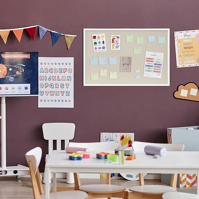 DAHAPYBOO Cork Board with Linen White 2Pack, Bulletin Board 36"x24" Hanging - Image 6