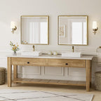 Gold Bathroom Mirror 36x36 Inch Square Beveled Bathroom Vanity Mirror Brushed - Image 7