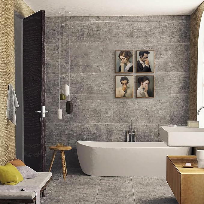 Funny Bathroom Wall Art Vintage Mid Century Style Prints Wall Decor, Moody - Image 3