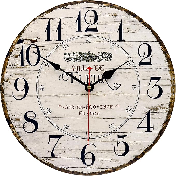 8 Inch Wall Clock Easy to Read Arabic Numerals Wooden Round Wall Clock Silent by Toudorp