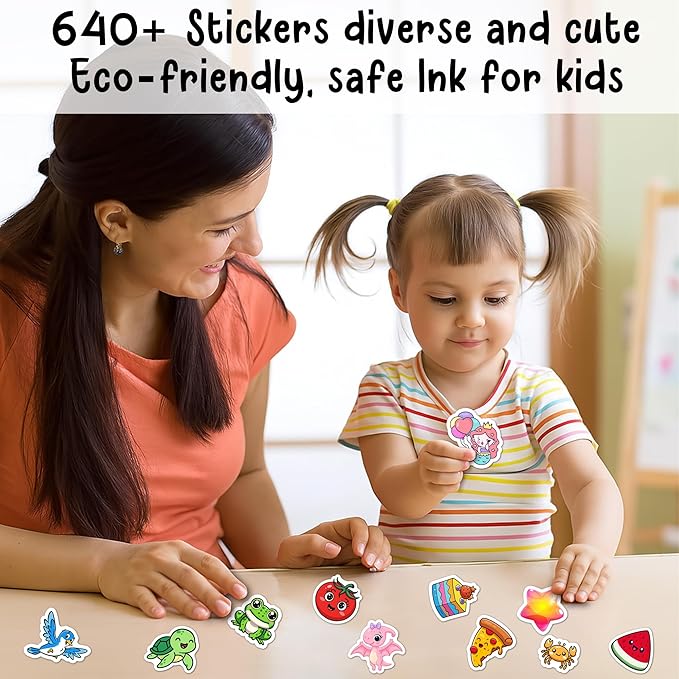 BEATRI 640+ Adorable Stickers for Kids – 18 Sheets of Fun & Colorful Designs – Perfect for Gifts, for Crafts, Rewards Charts, Classroom & Party Favors
