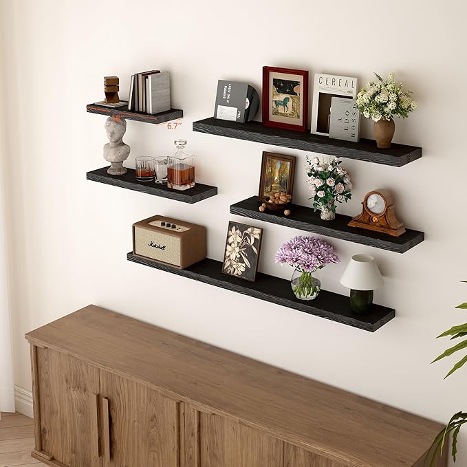 BGMG Wood Floating Shelves 18 inch, Solid Wood Wall Shelves - Image 4