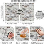 Brick Wallpaper Peel and Stick Wallpaper 17.3"x393" Grey and White 3D Brick - Image 3