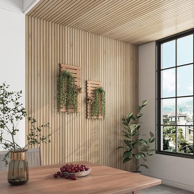Wood Slat Wallpaper Peel and Stick Thick Brown Slat Wood Panels - Image 3