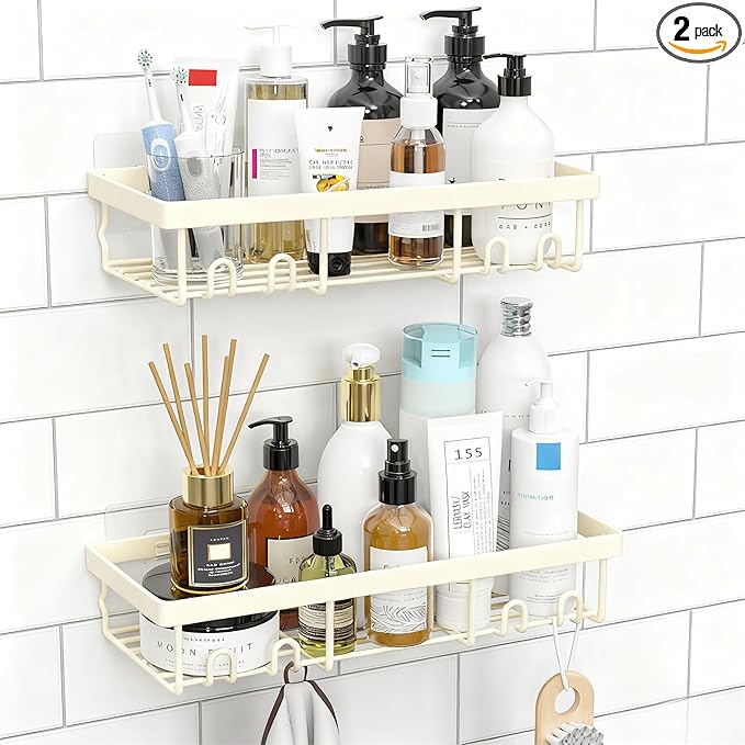 Moforoco Shower Caddy Shelf Organizer Rack, Self Adhesive Black Bathroom by MOFOROCO