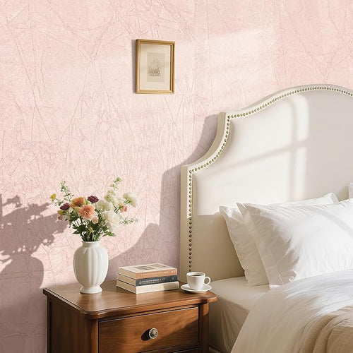 17.7x317 Pink Wallpaper Peel and Stick Felt Fabric Wallpaper Textured Velvet - Image 2