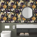 Floral Black Vintage Wallpaper Peel and Stick Dark Purple Beige Peony Contact - Image 5