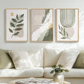 Large Framed Boho Sage Green Abstract Wall Art by MXART